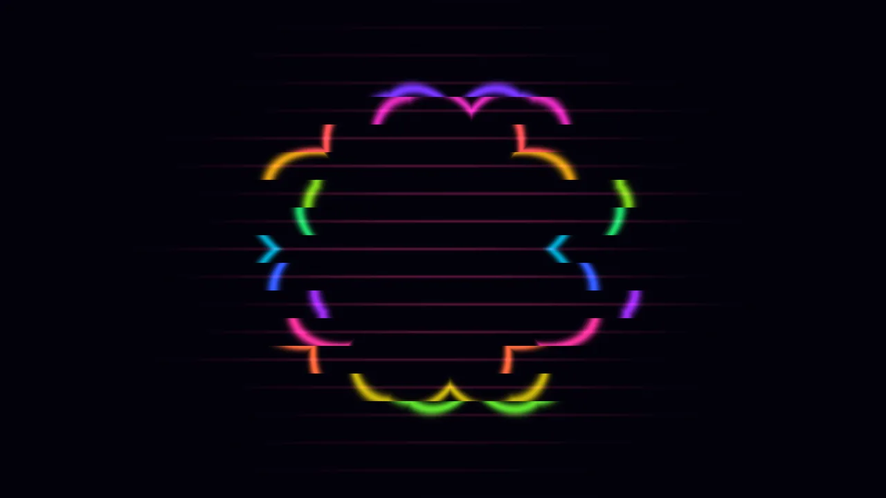 Neon Kaleidoscopic Mandala with Horizontal Light Lines 4K Wallpaper