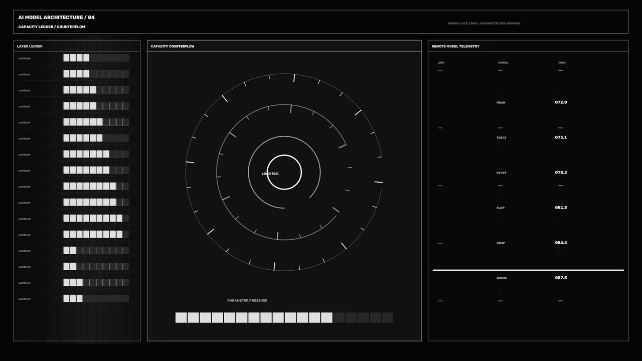 Monochrome Layer Ledger and Capacity Telemetry HUD 4K Wallpaper