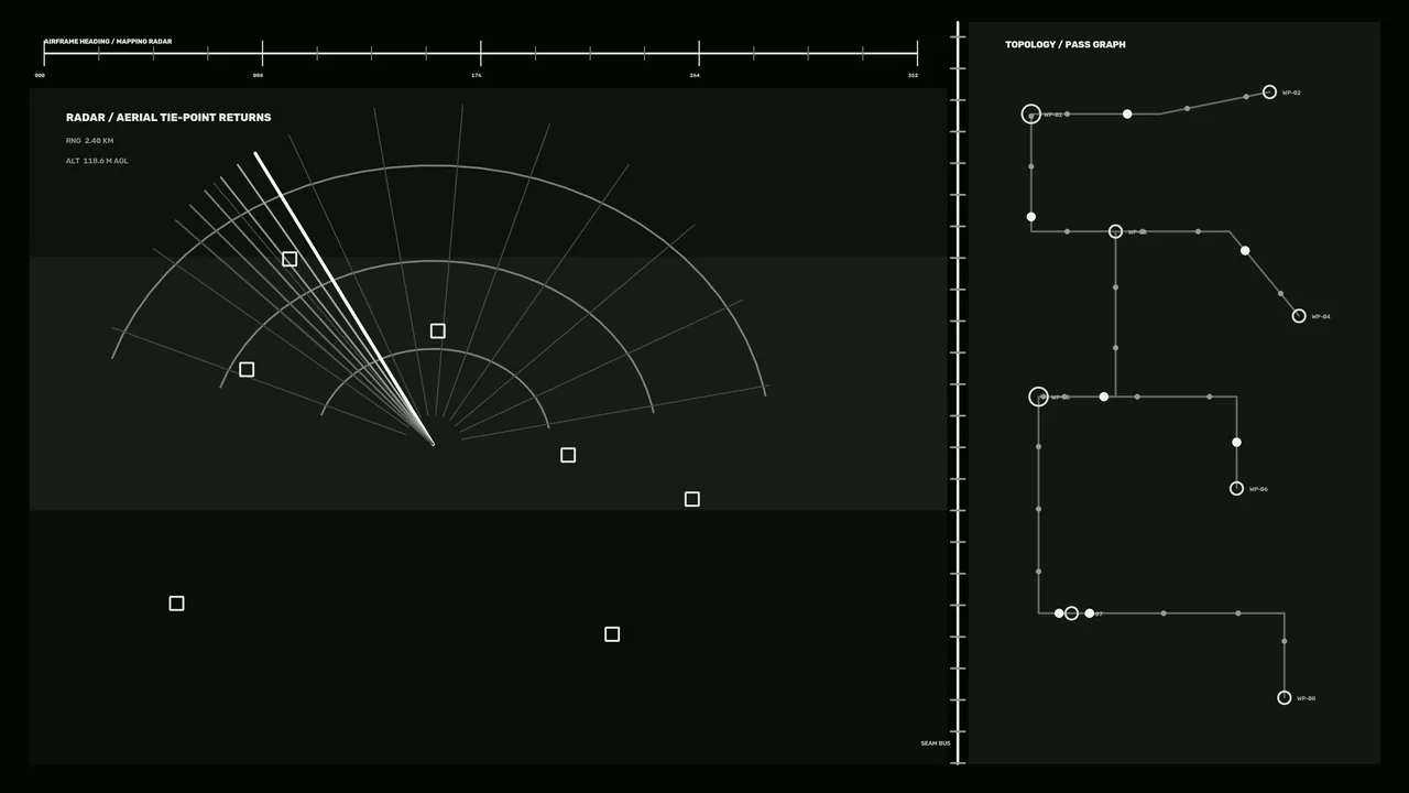 Sci-Fi Aerial Mapping Radar HUD Dashboard 4K Wallpaper
