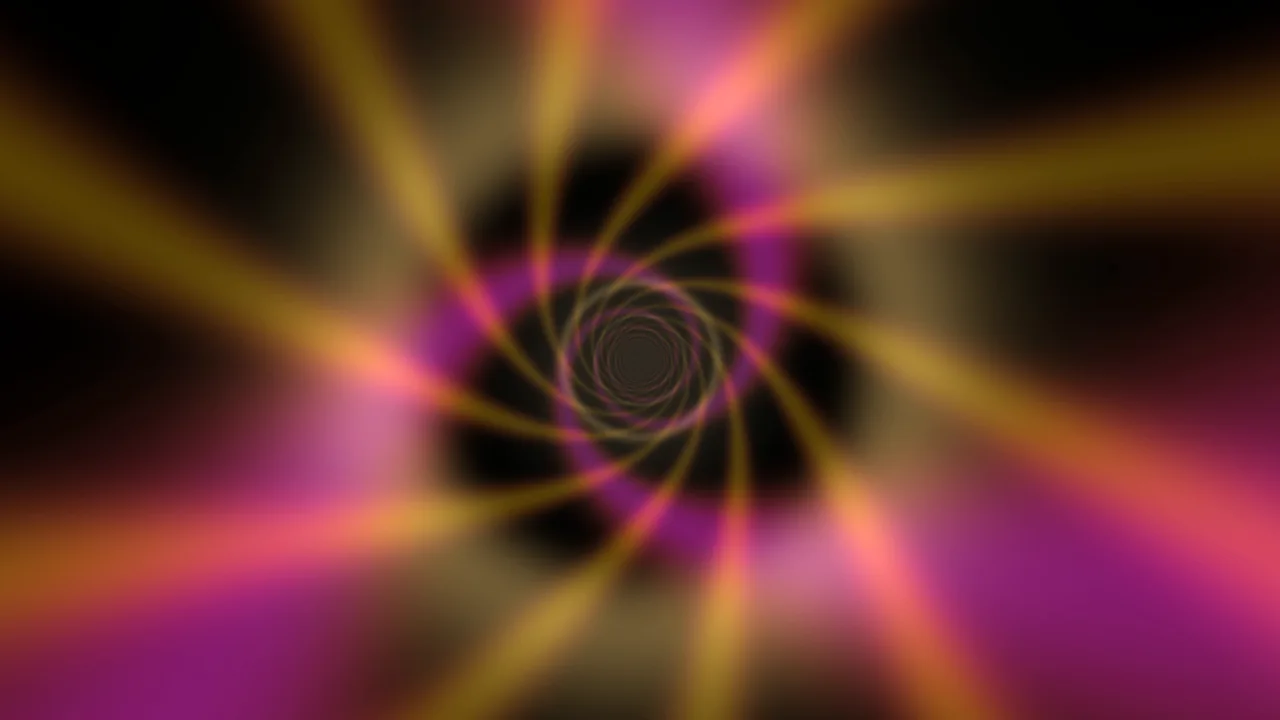 Abstract Magenta and Gold Spiral Tunnel 4K Wallpaper