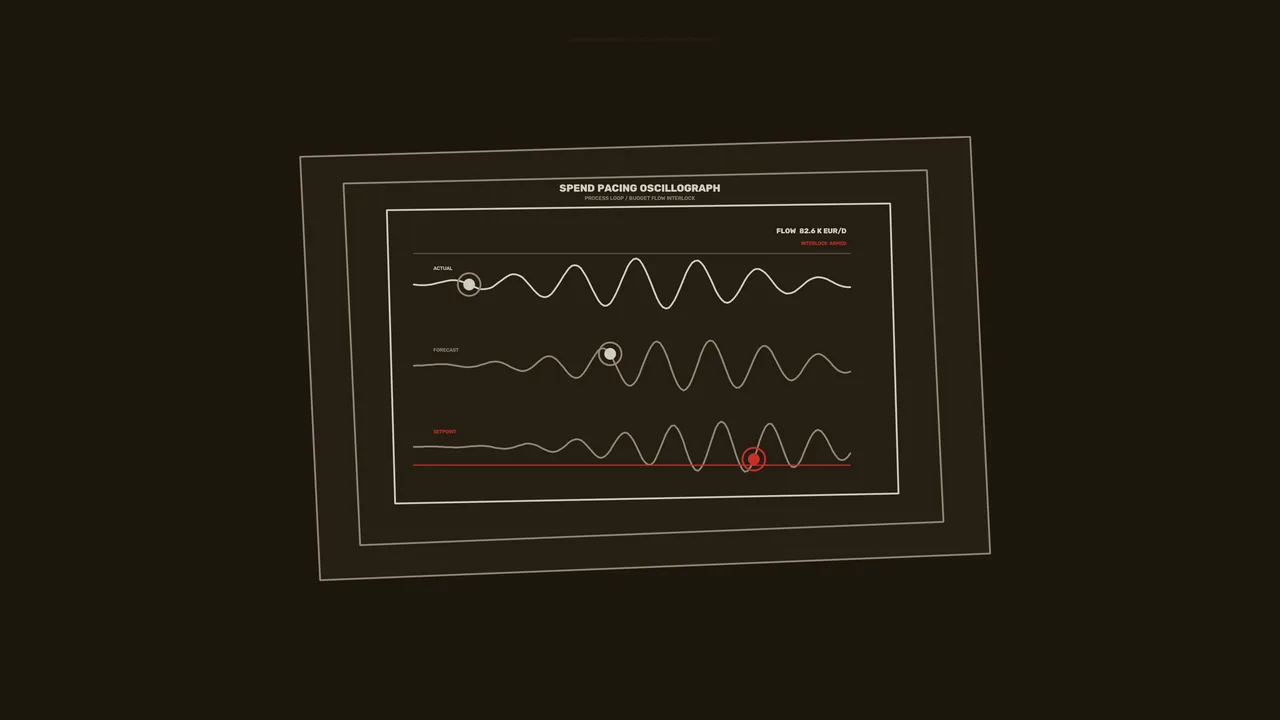 Spend Pacing Oscillograph HUD with Actual Forecast and Setpoint Traces