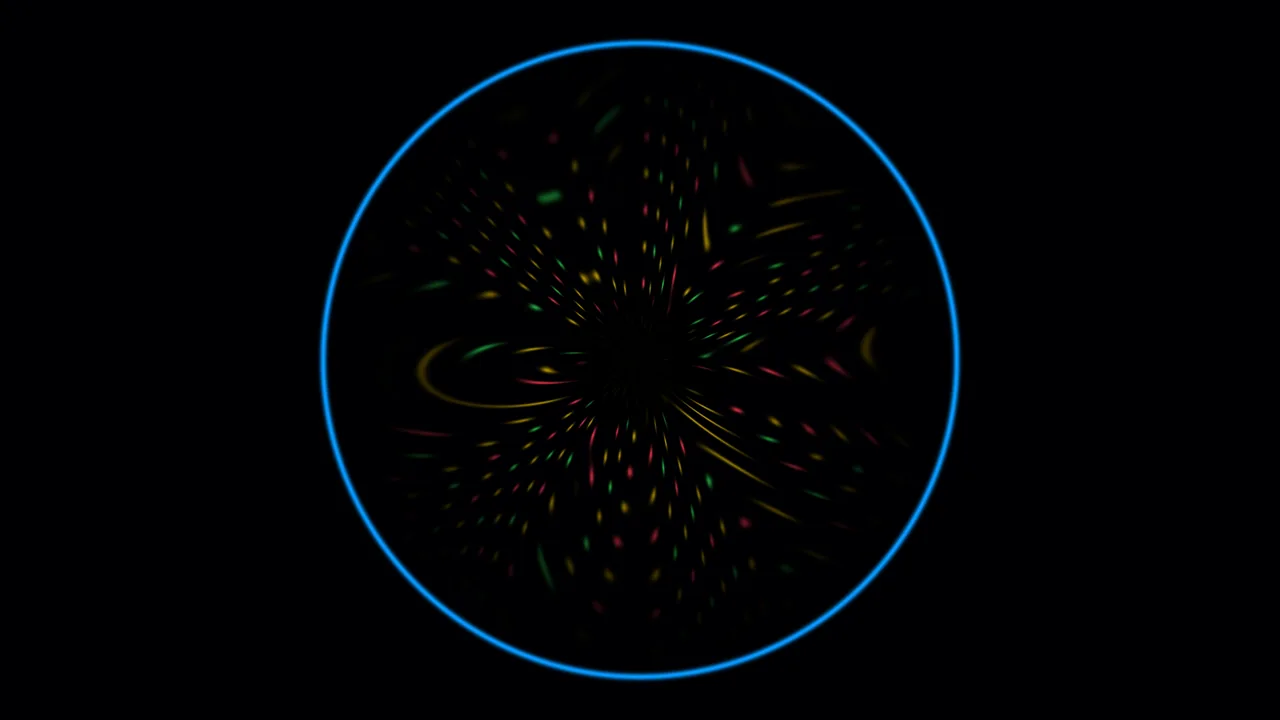 Neon Mandala Circle with Multicolor Radial Streaks