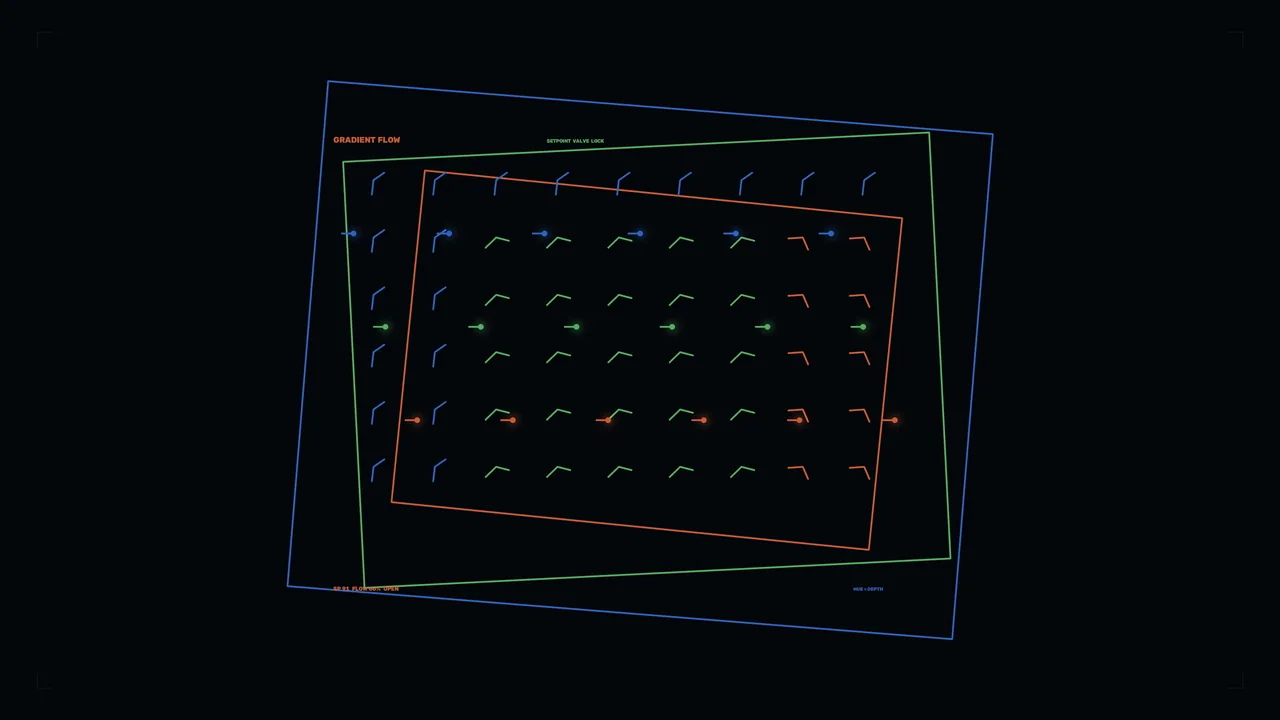 Sci-Fi Data Flow Dashboard HUD with Layered Telemetry Grid 4K Wallpaper