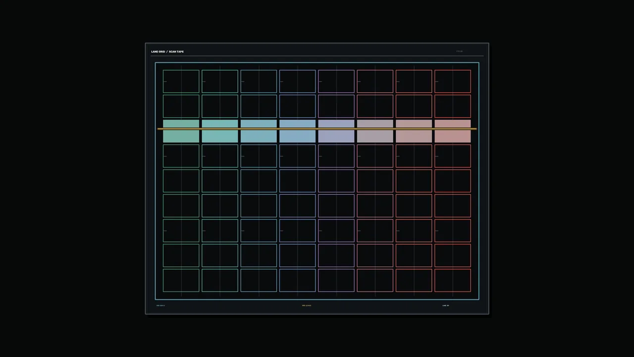 4K Sci-Fi HUD Target Detection Grid with Multicolor Scan Band