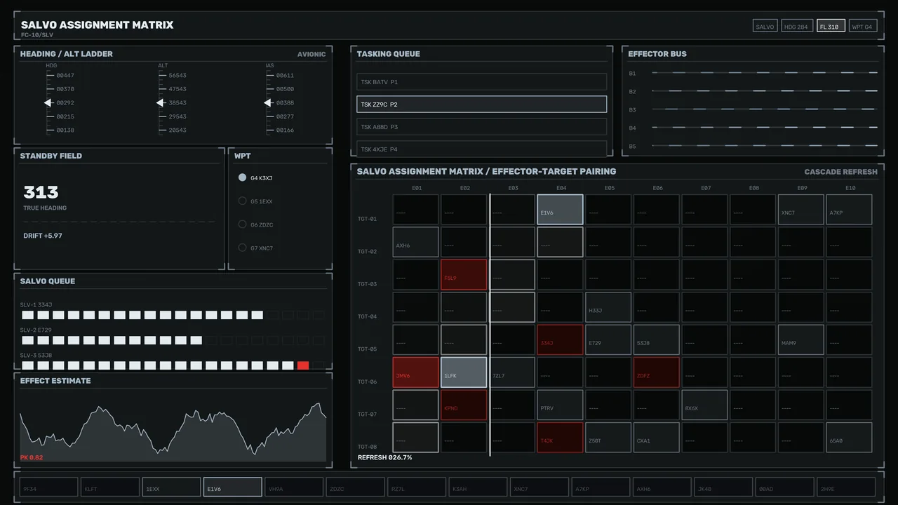 Sci-Fi Salvo Assignment Matrix Targeting HUD 4K Wallpaper