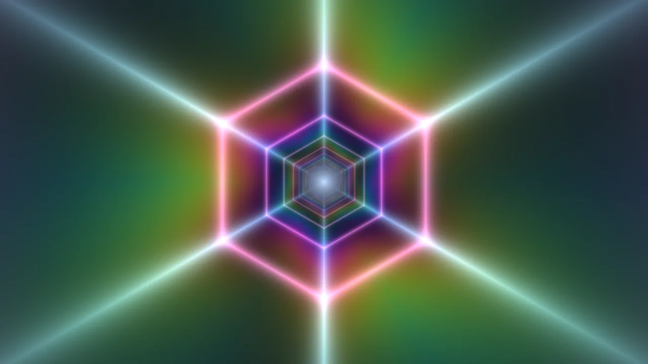 Neon Hexagonal Passage 4K Wallpaper