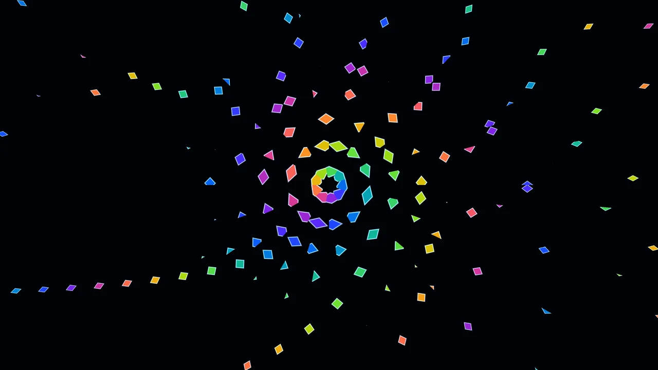 Colorful Geometric Radial Burst on Black 4K Wallpaper