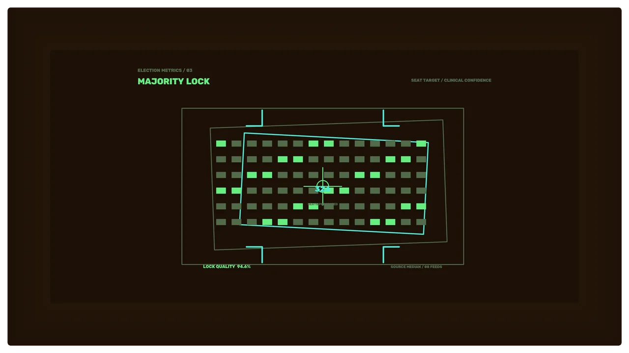 Election Metrics Majority Lock Dashboard HUD 4K Sci-Fi Wallpaper