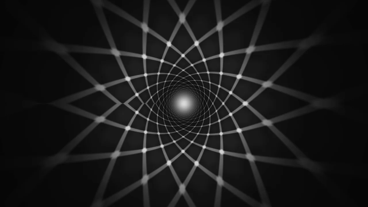 Black and White Radial Grid Tunnel 4K Wallpaper