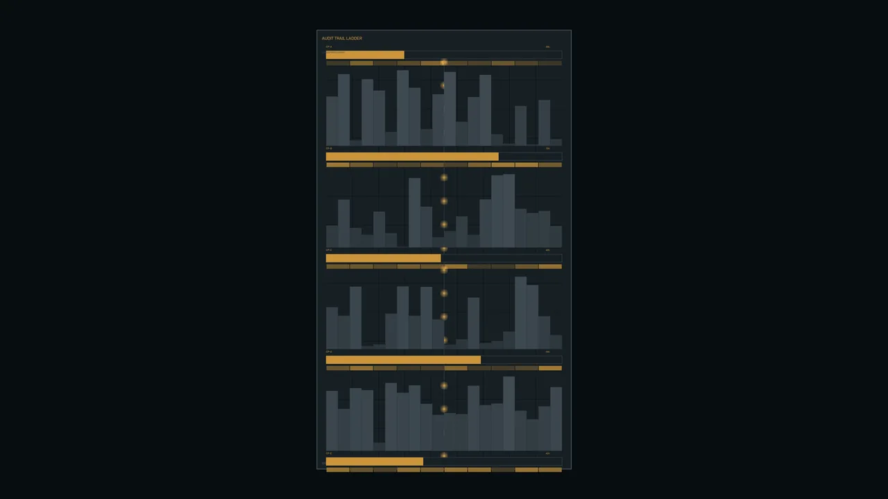 Energy Efficiency Monitoring HUD with Stacked Bar Charts and Amber Telemetry