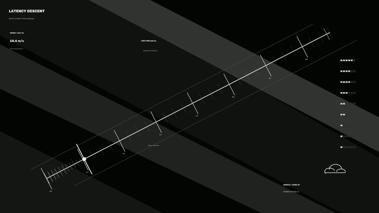 Monochrome Drone Descent Latency HUD Wallpaper