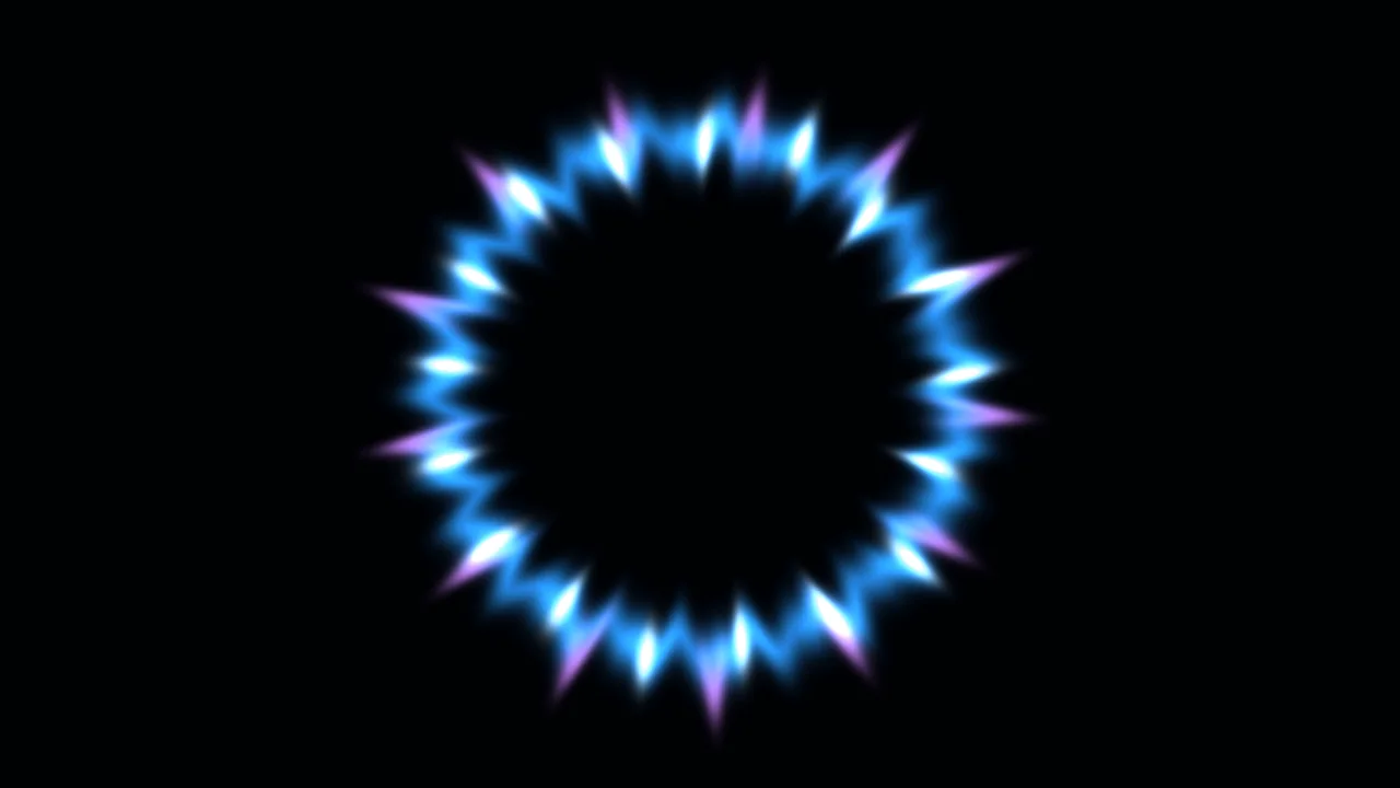 Blue Violet Starburst Halo on Black 4K Wallpaper