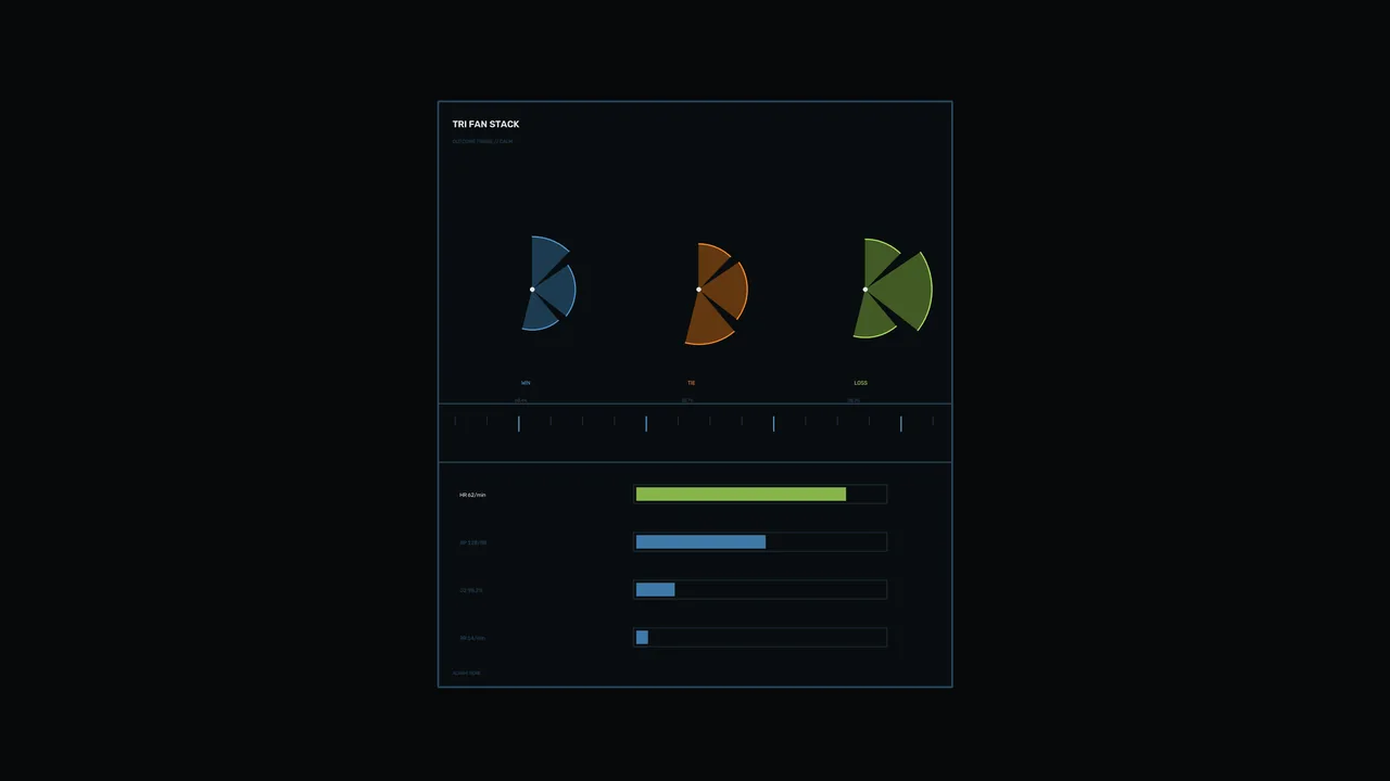 Tri Fan Stack Analytics HUD with Gauges 4K Sci-Fi Wallpaper