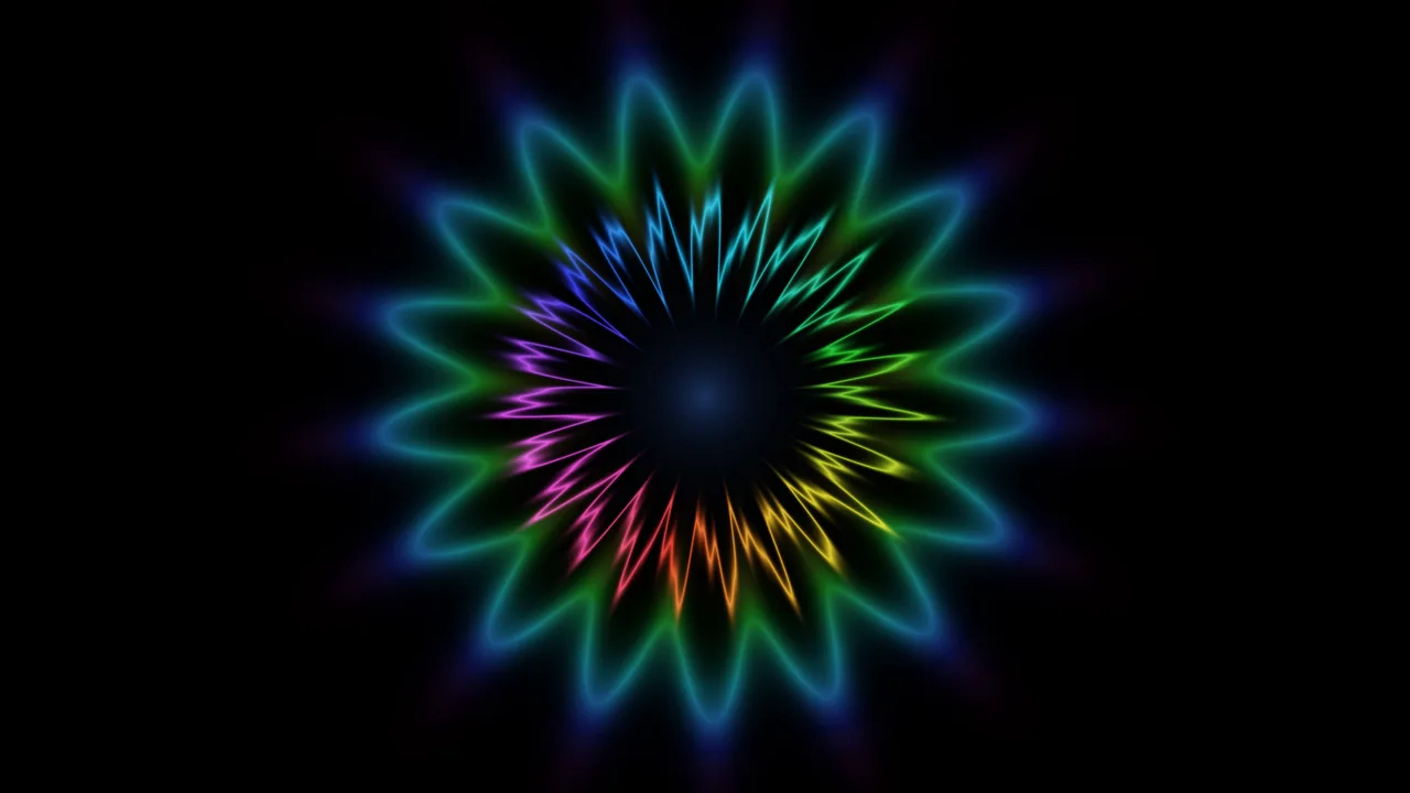 Colorful Neon Mandala on Black Background