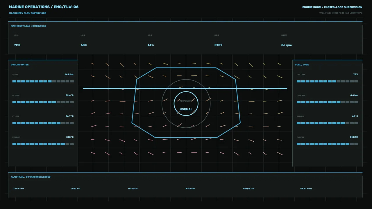 Industrial Engine Monitoring HUD Dashboard – 4K Sci-Fi Wallpaper