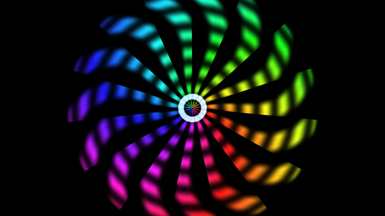 Rainbow Radial Mandala Vortex on Black