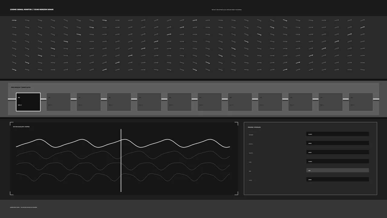 Monochrome Sci-Fi Signal Monitoring HUD Dashboard 4K Wallpaper
