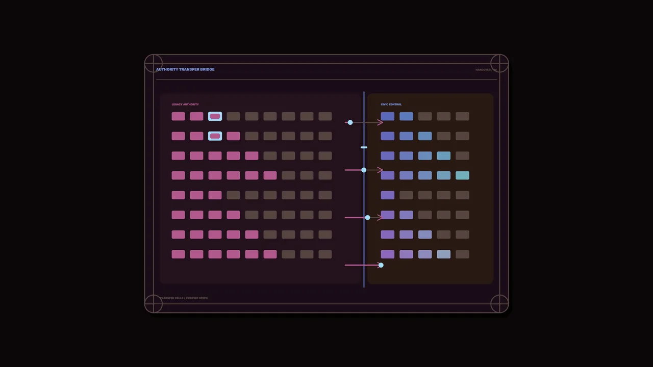 Authority Transfer Bridge Grid HUD 4K Sci-Fi Wallpaper