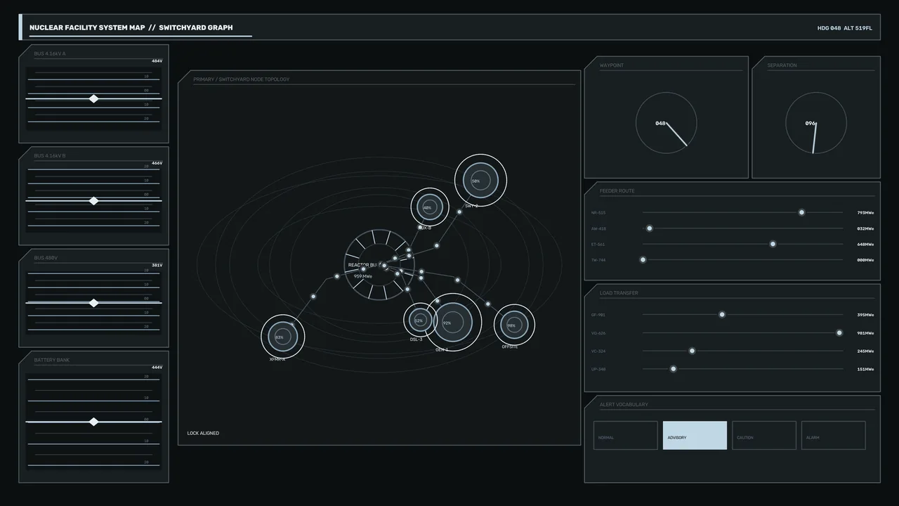 Industrial Switchyard Control HUD System Map 4K Sci-Fi Wallpaper
