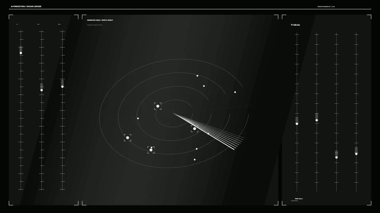 Monochrome Radar HUD Interface with Concentric Tracking Display 4K Wallpaper