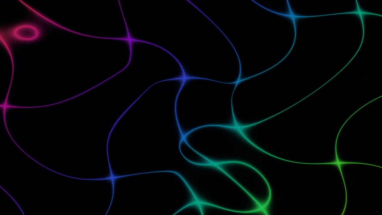 Neon Curved Line Network on Black 4K Wallpaper