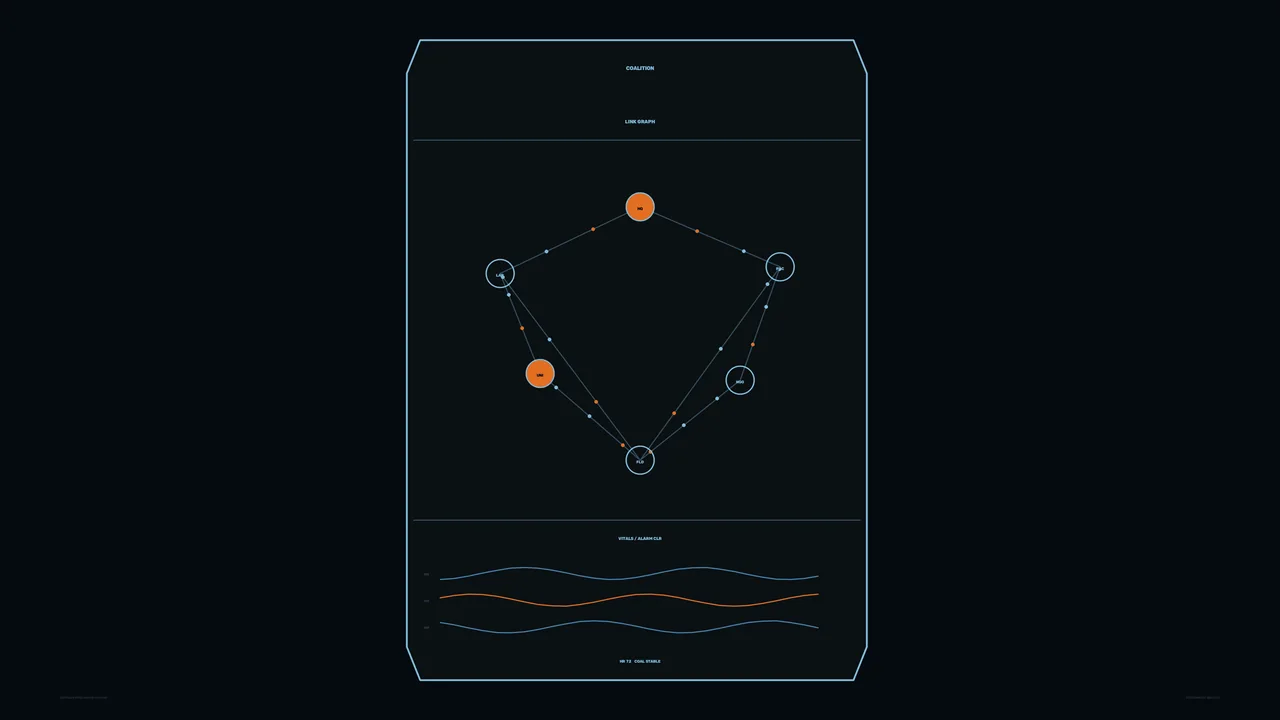 Dark Blue and Orange Link Graph Telemetry HUD Dashboard 4K Wallpaper