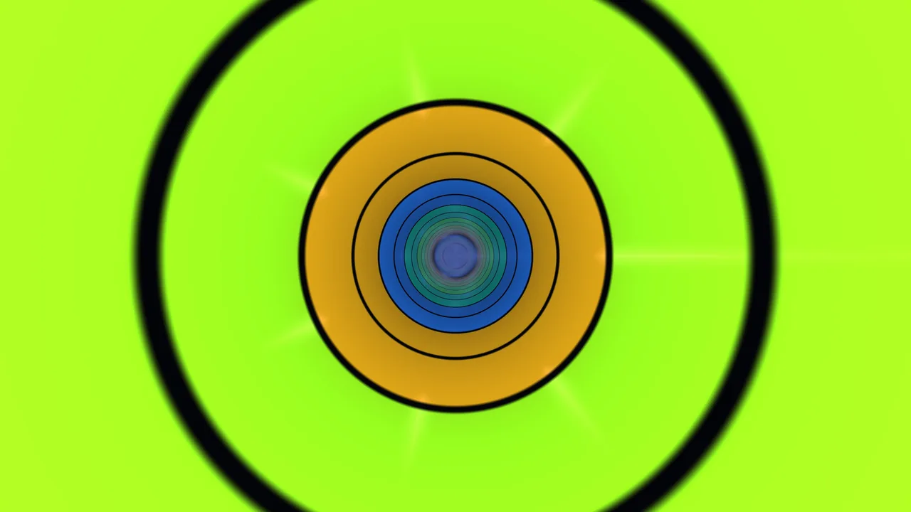 Neon Green Concentric Rings Circular Tunnel 4K Wallpaper