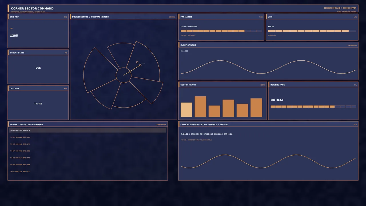 Fictional Command HUD 4K Wallpaper with Sector Scanner and Telemetry Panels