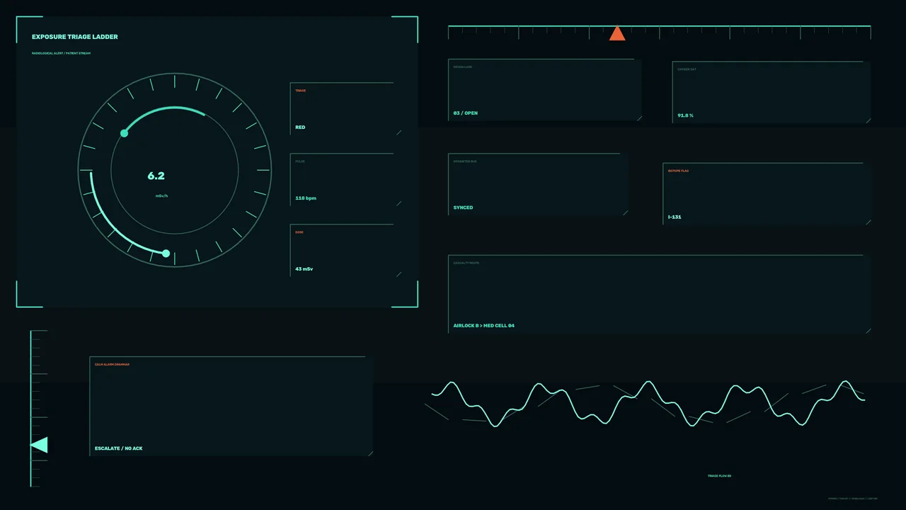 Medical Radiation Triage HUD Dashboard — Free 4K Sci-Fi Wallpaper