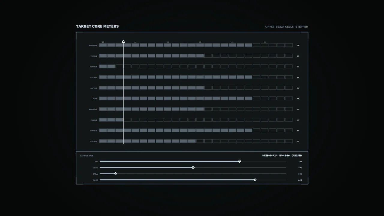 Futuristic Sci-Fi HUD Dashboard with Segmented Core Meters 4K Wallpaper