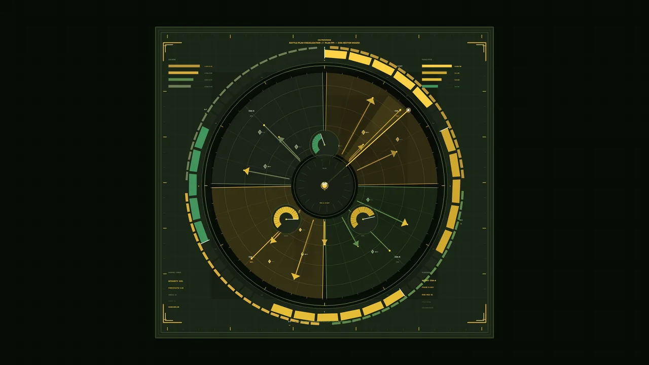 Circular Radar-Style Telemetry HUD with Vector Indicators, 4K Wallpaper