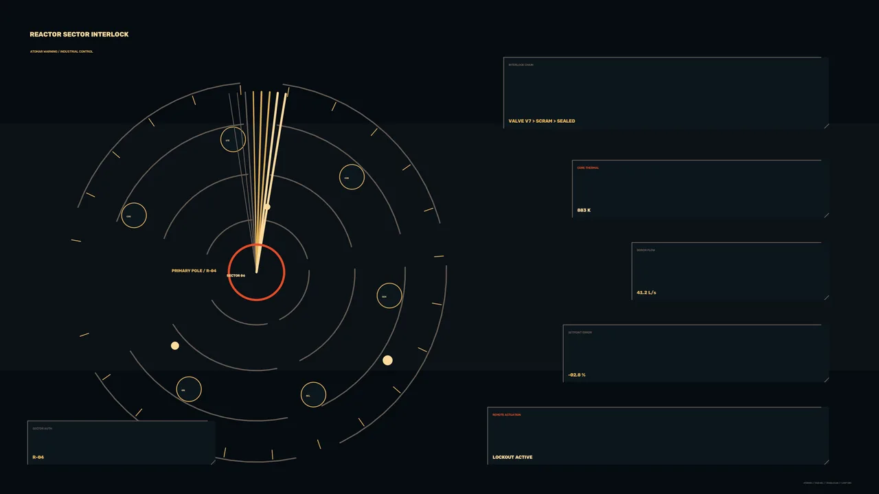 Industrial Reactor Control HUD with Circular Telemetry — 4K Sci-Fi Wallpaper