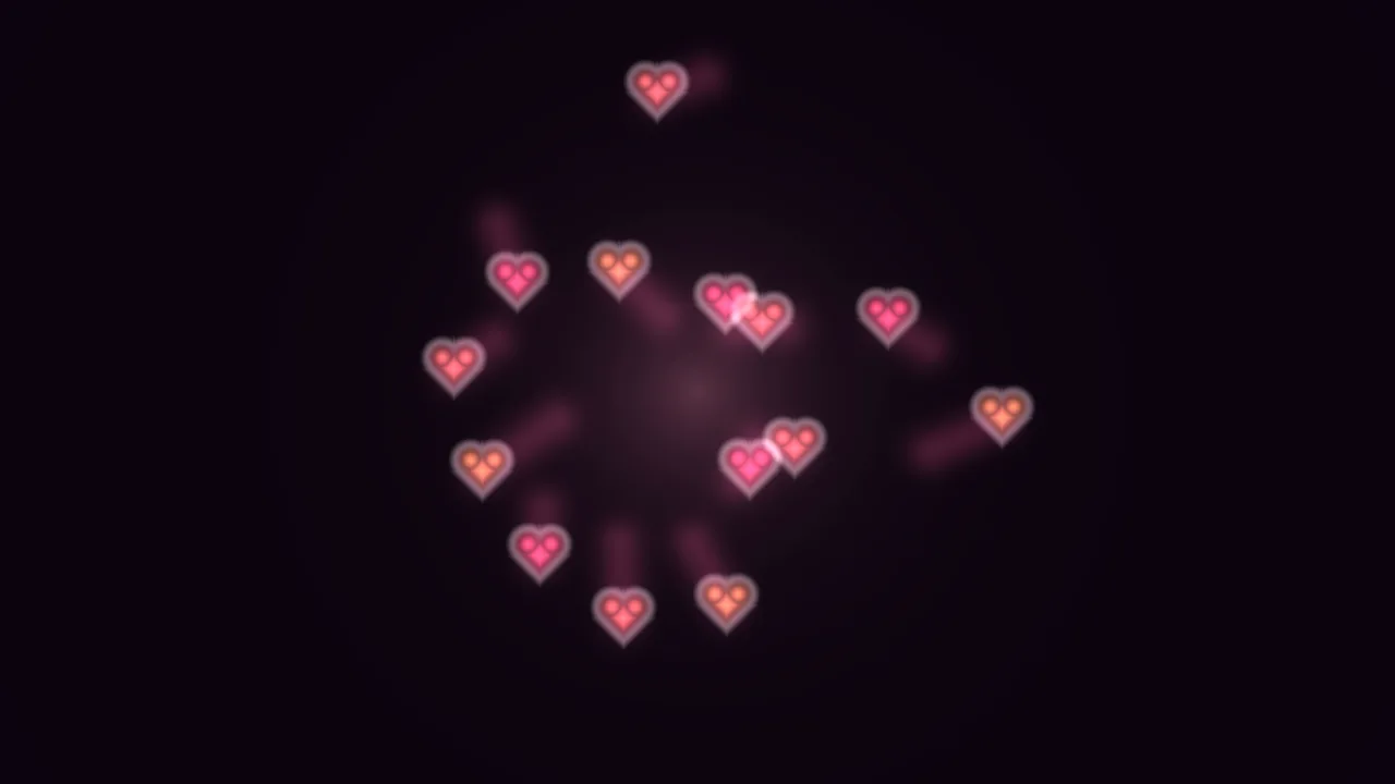 Heart-Shaped Loading Indicator with Glowing Icons on Dark Purple 4K Wallpaper