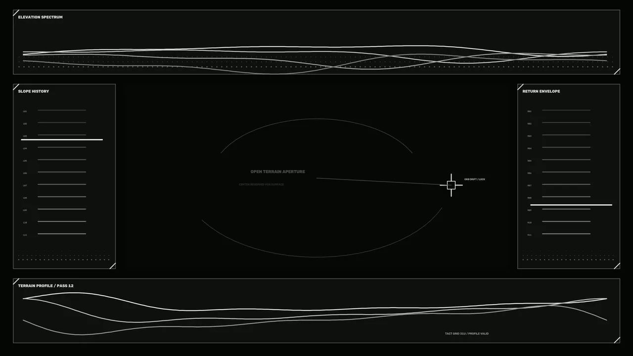 Dark 4K Sci-Fi Terrain Mapping HUD Wallpaper