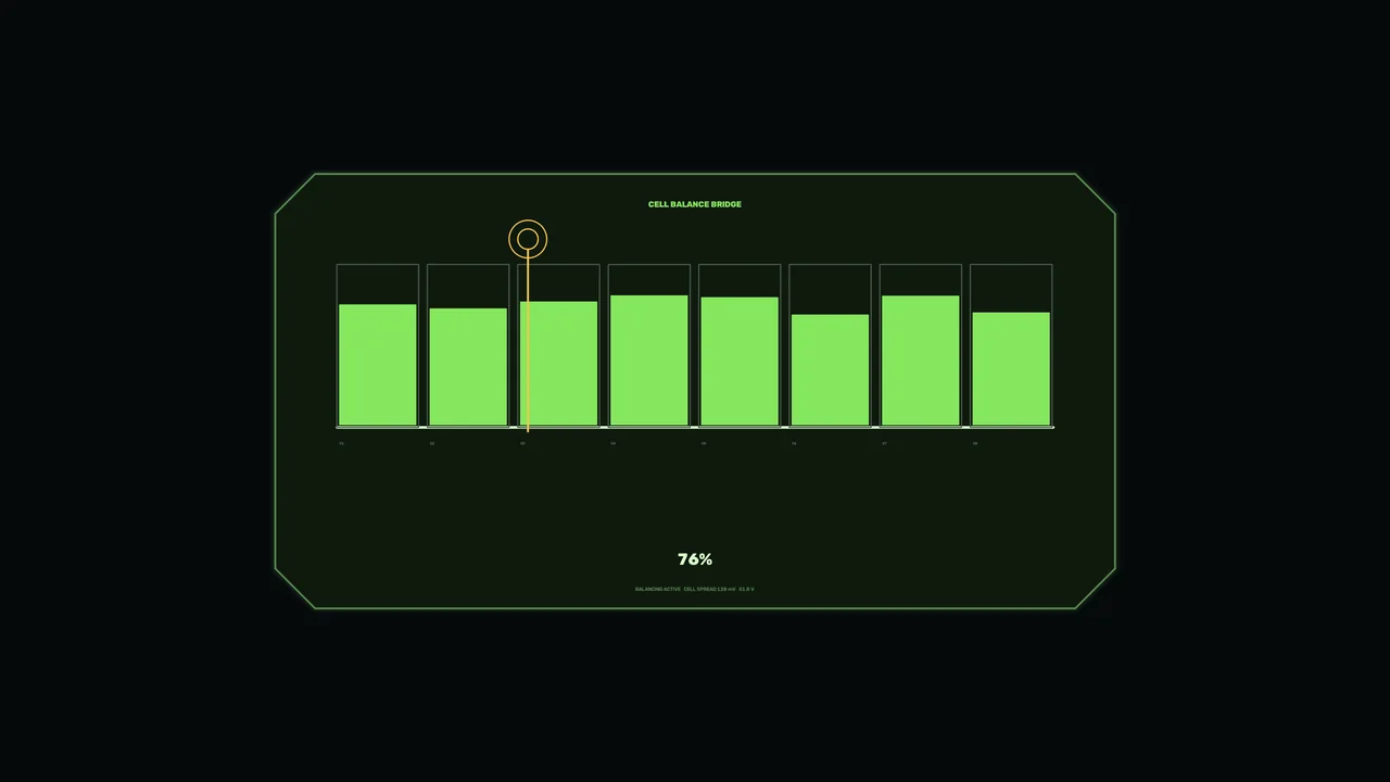 Battery Charge Status HUD with Eight Cell Bars, 4K Sci-Fi Wallpaper