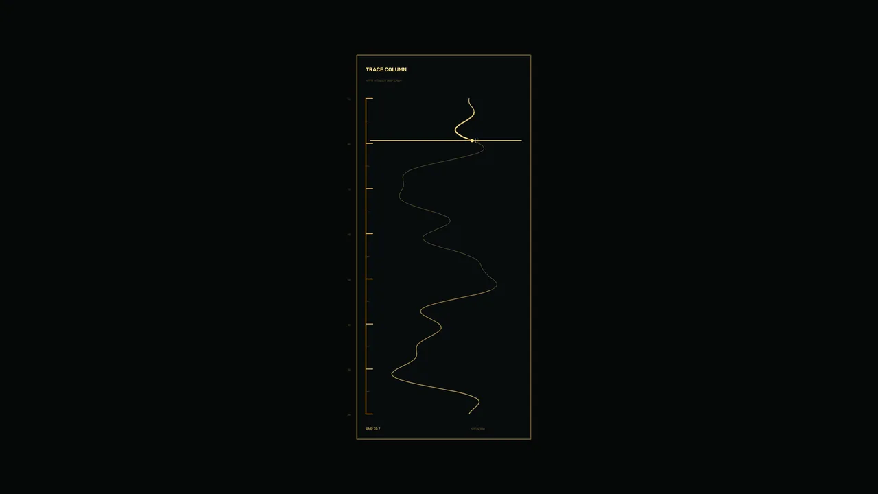 Amber Trace Column Telemetry HUD 4K Sci-Fi Wallpaper