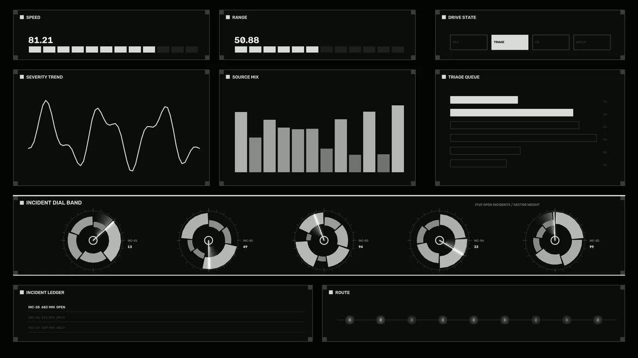 Monochrome Sci-Fi Diagnostic HUD Dashboard 4K Wallpaper
