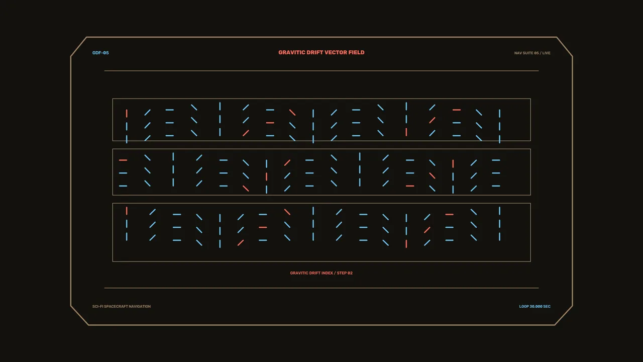 Gravitic Drift Vector Field Navigation HUD — 4K Sci-Fi Wallpaper