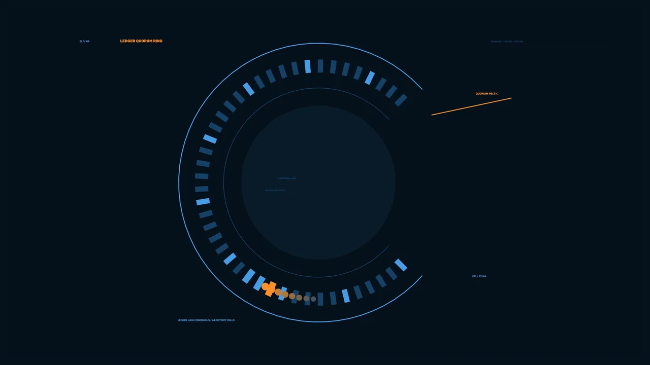 4K Election Integrity Circular HUD with Segmented Blue Quorum Gauge