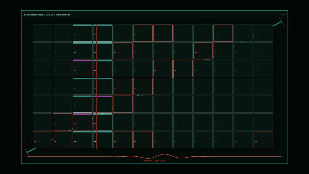Battery Balance Monitoring HUD with Matrix Telemetry and Alarm Grid