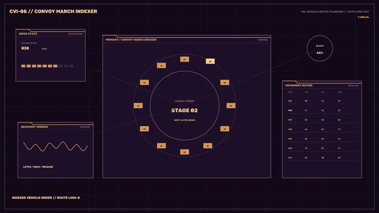 Fictional Vehicle Convoy Planning HUD Dashboard — 4K Wallpaper