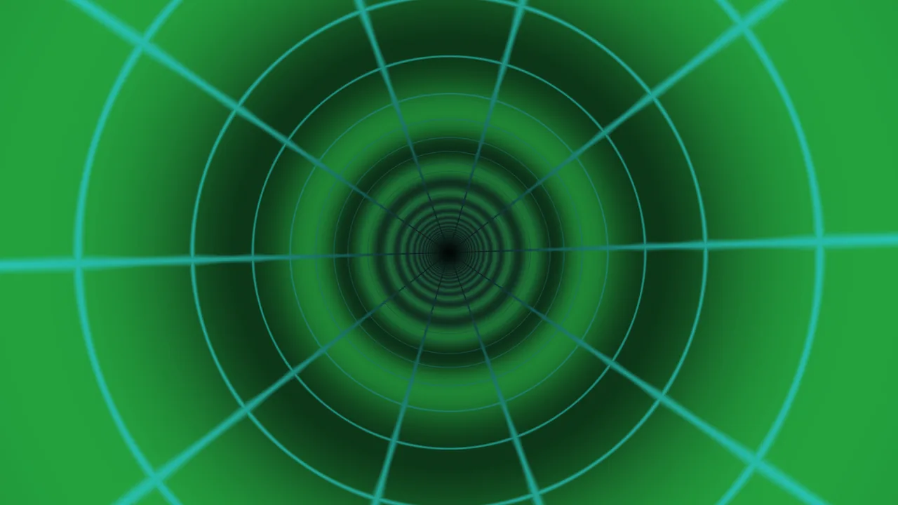 Green Concentric Tunnel Grid 4K Wallpaper
