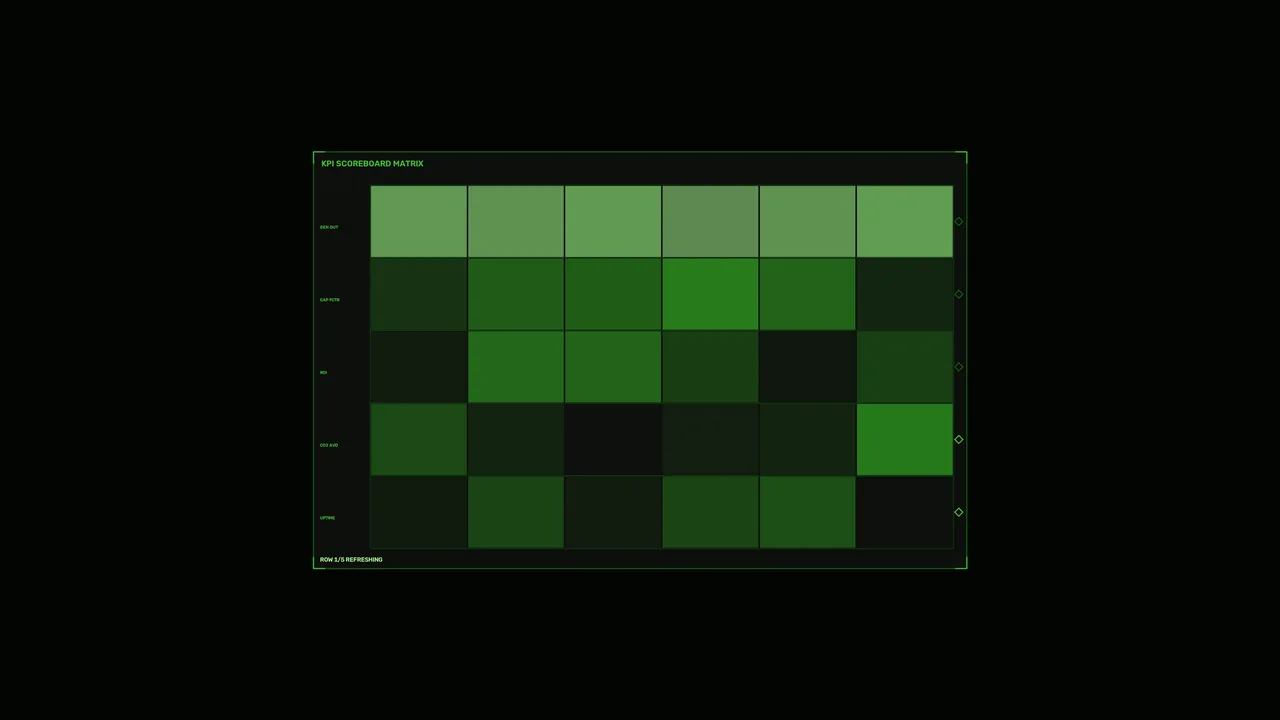 Green KPI Scoreboard Matrix HUD 4K Wallpaper