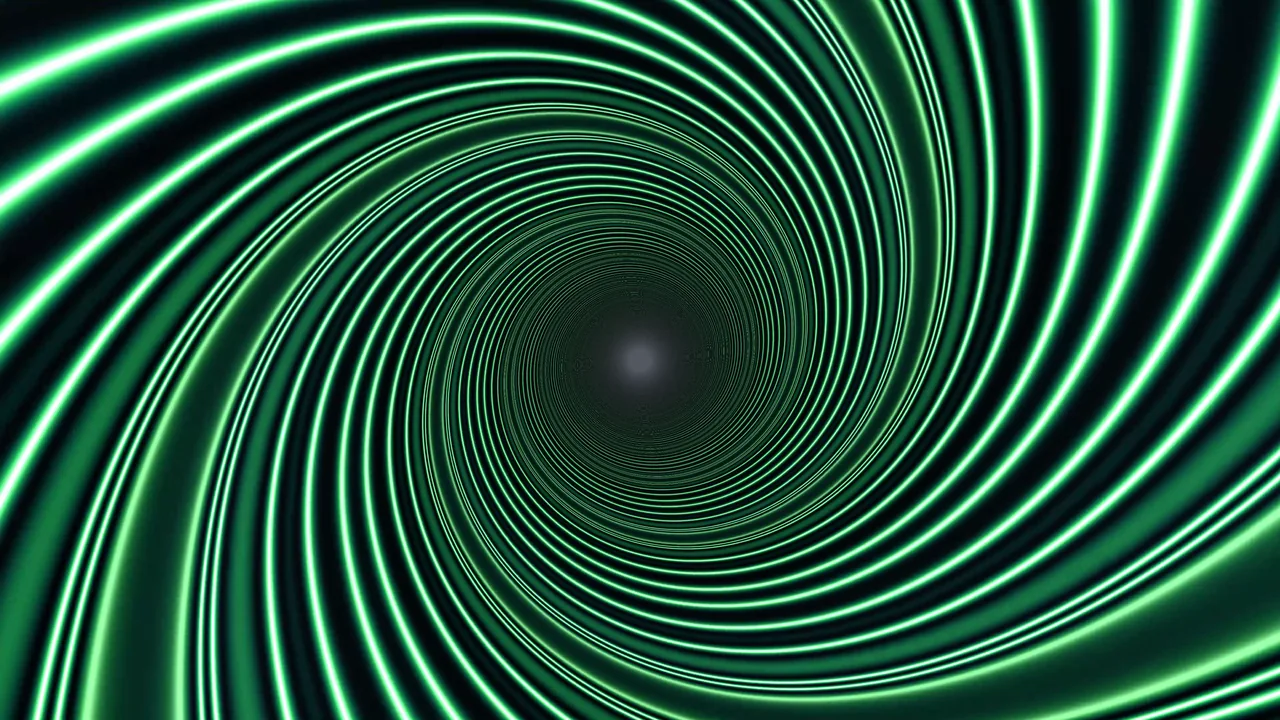 Neon Green Concentric Light Tunnel 4K Wallpaper