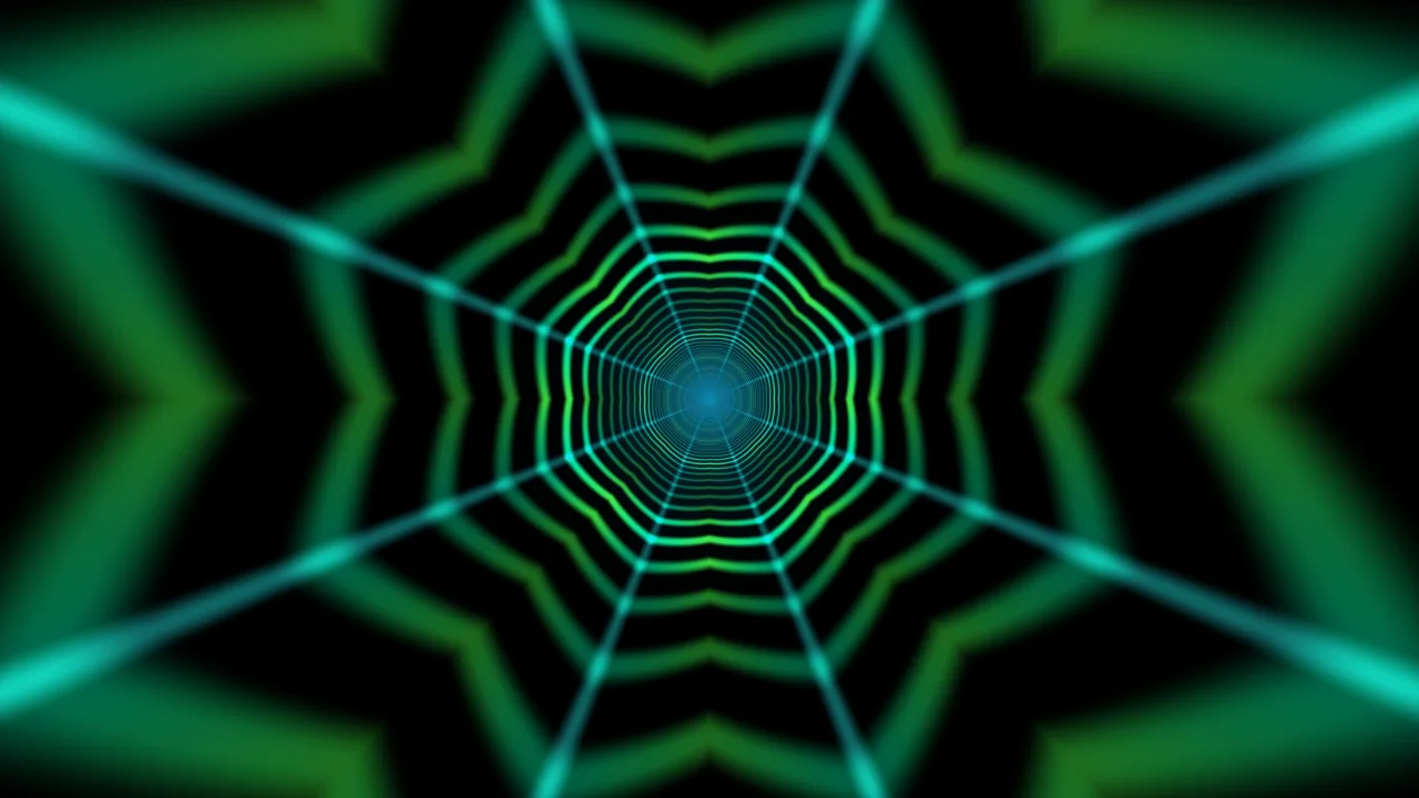 Neon Green and Cyan Geometric Tunnel 4K Wallpaper