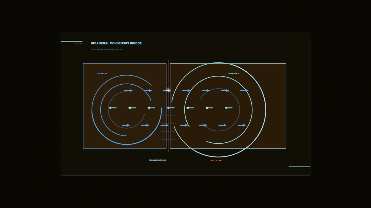 Dual-Chamber Consensus Bridge Sci-Fi HUD 4K Wallpaper