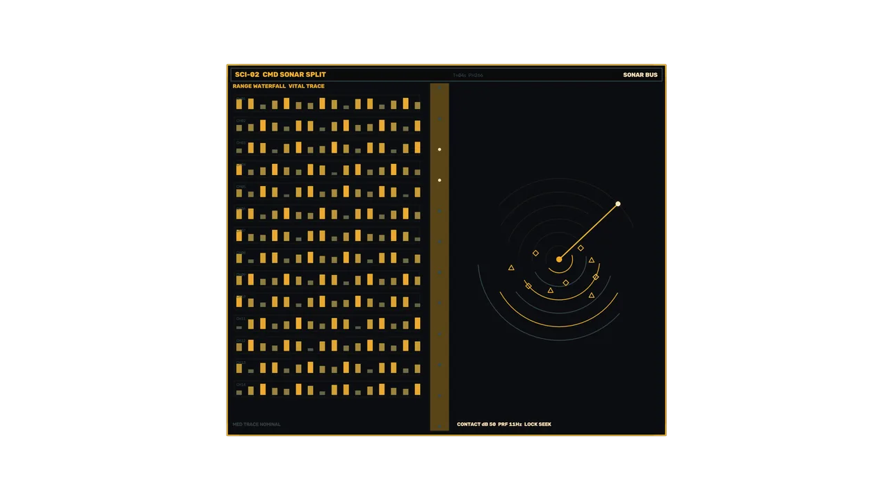 Sci-Fi Sonar Command HUD with Telemetry Grid and Circular Scanner 4K Wallpaper