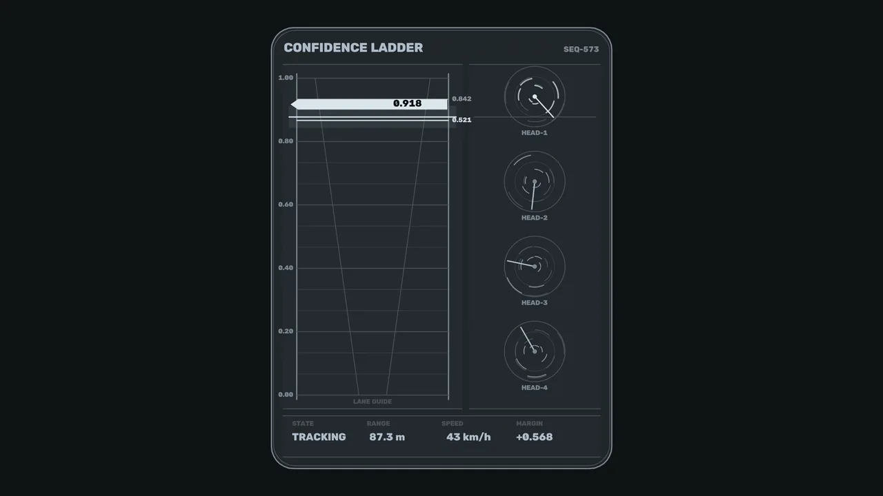 Confidence Ladder HUD Dashboard with Circular Gauges