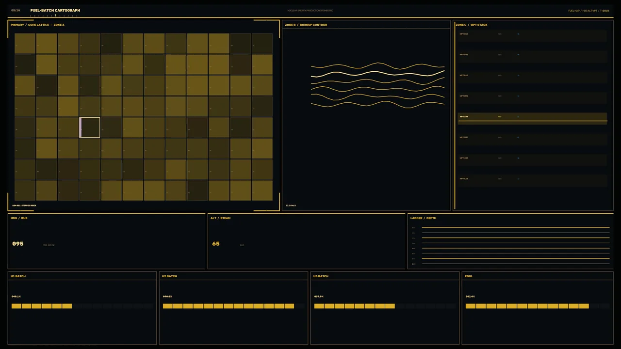 Nuclear Energy Production HUD Dashboard 4K Wallpaper