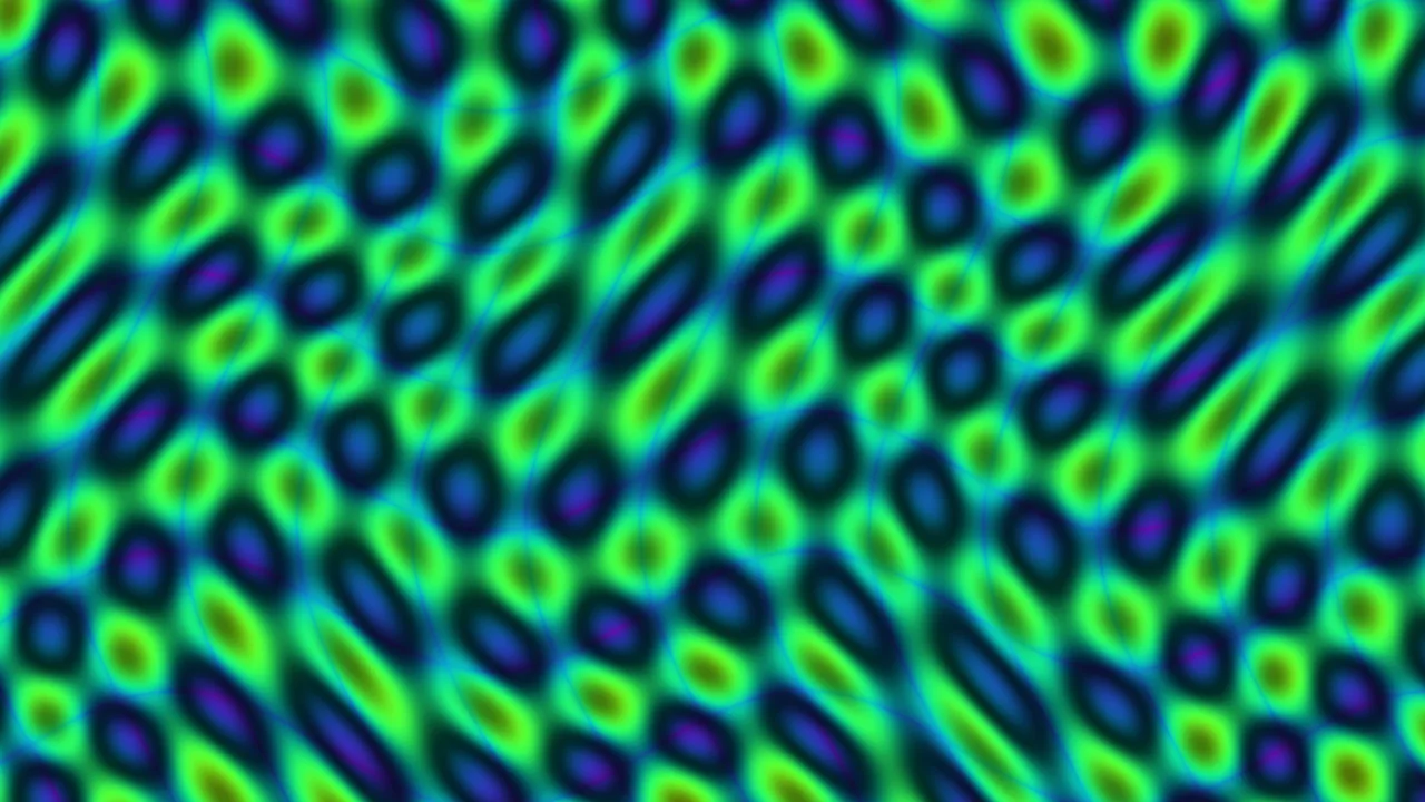Neon Green and Blue Wave Interference Abstract Pattern 4K Wallpaper